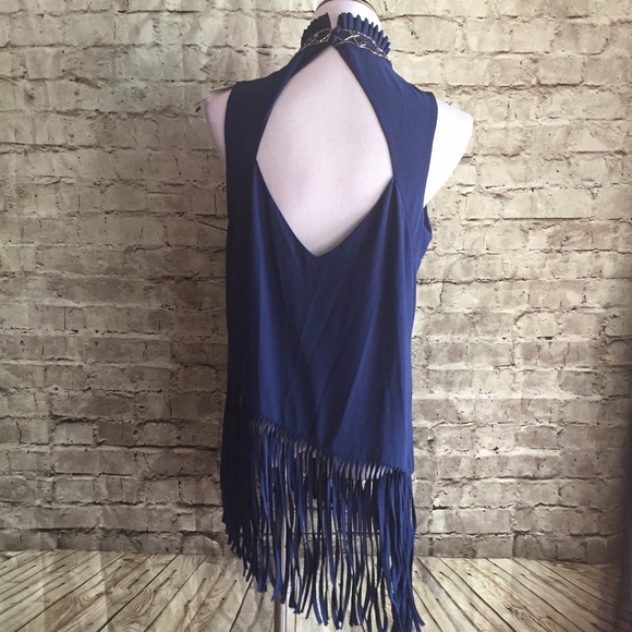 NFC 721 Open Back Fringe Top - Picture 2 of 14